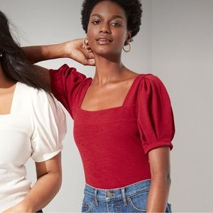 Banana Republic Square-Neck Puff-Sleeve Top Size Small